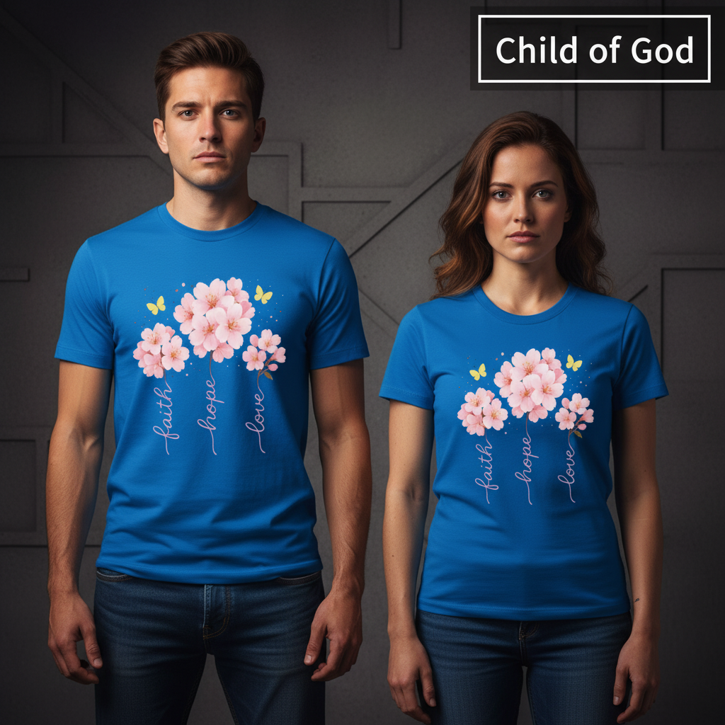 Faith Hope Love Cherry Blossom T-Shirt_stoic