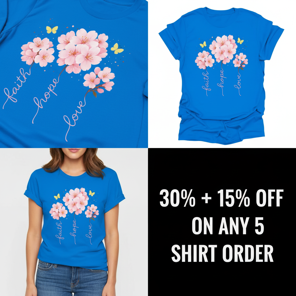 Faith Hope Love Cherry Blossom T-Shirt_4_panel