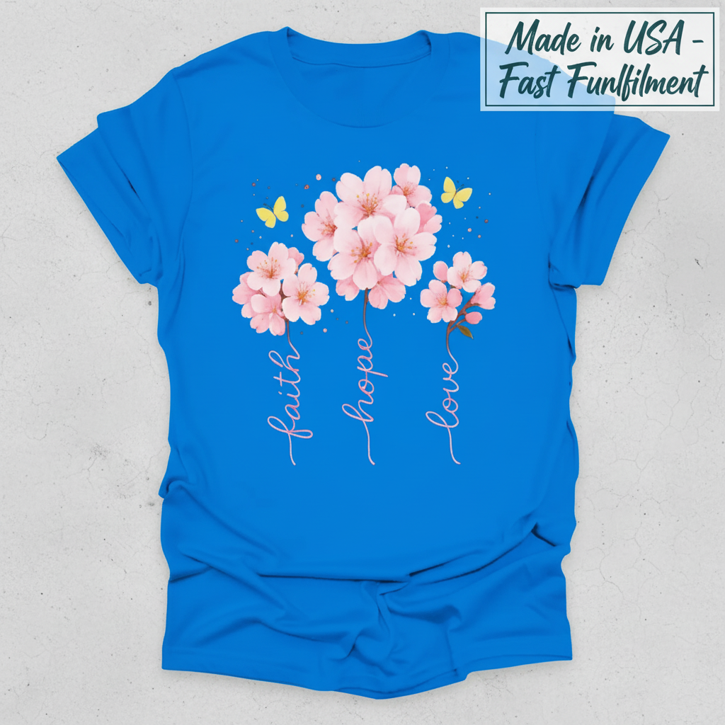 Faith Hope Love Cherry Blossom T-Shirt_clean