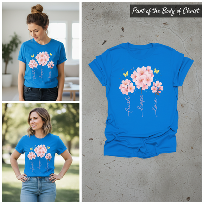 Faith Hope Love Cherry Blossom T-Shirt_3_panel