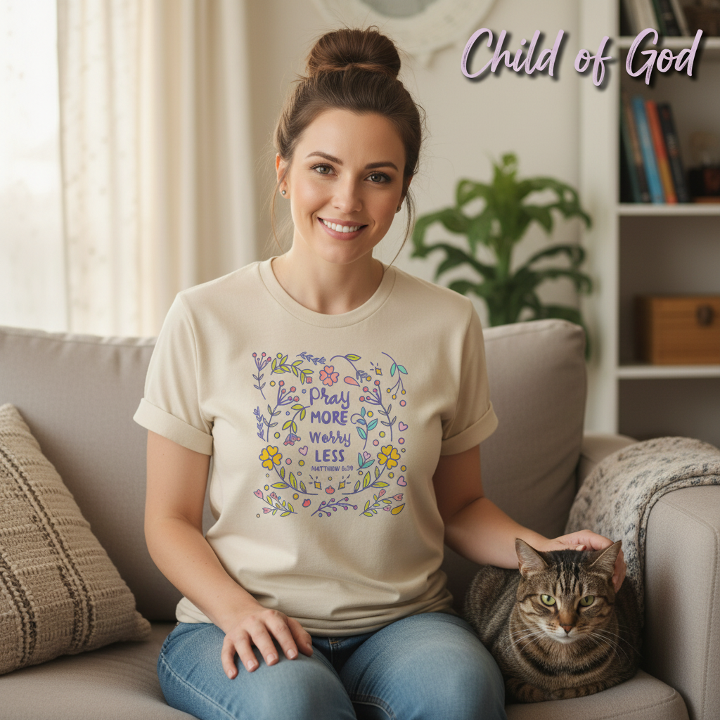 Pray More Worry Less T-Shirt_pet_companion