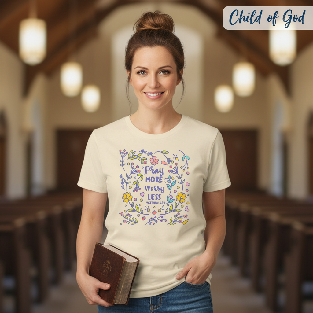 Pray More Worry Less T-Shirt_prop_inteact