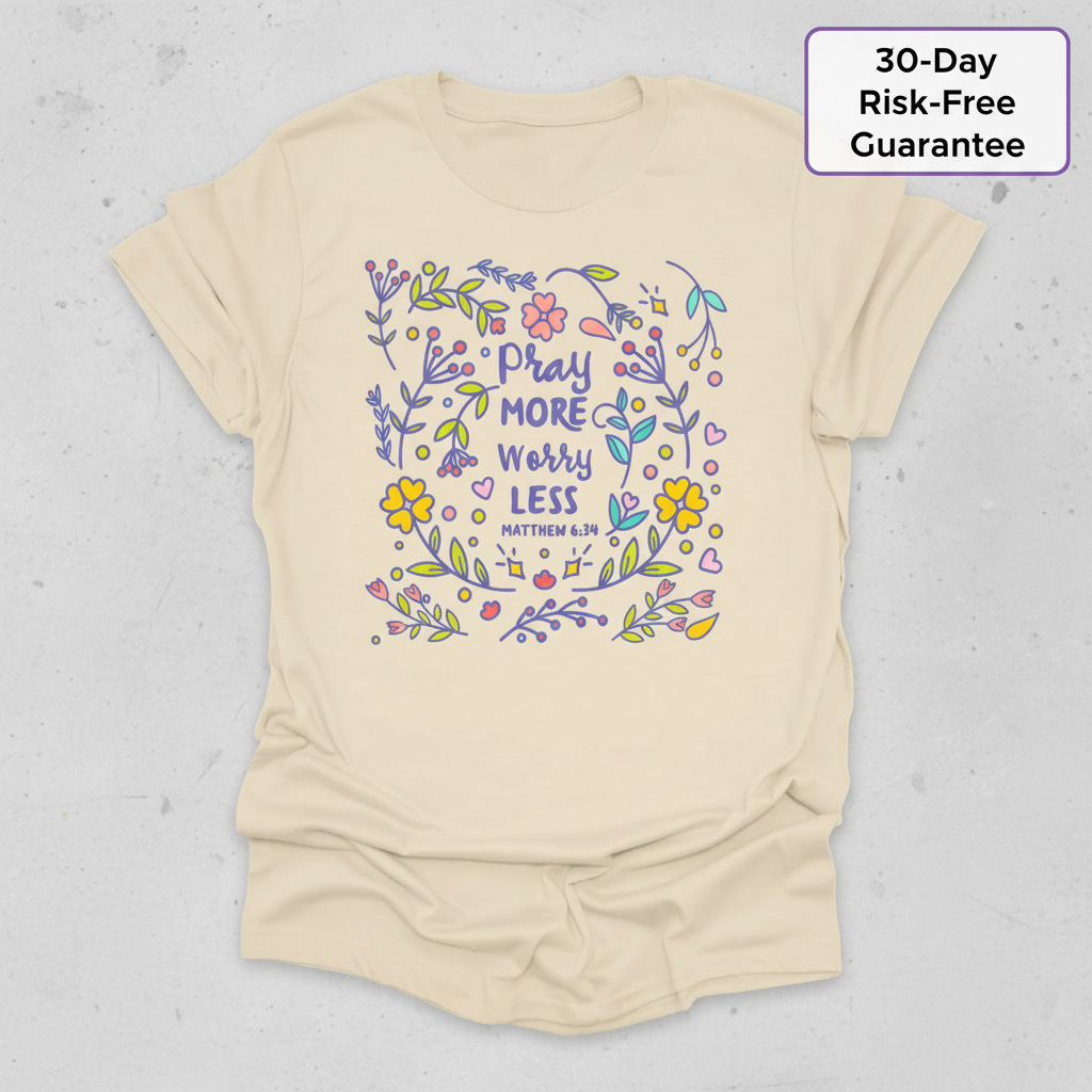Pray More Worry Less T-Shirt_clean