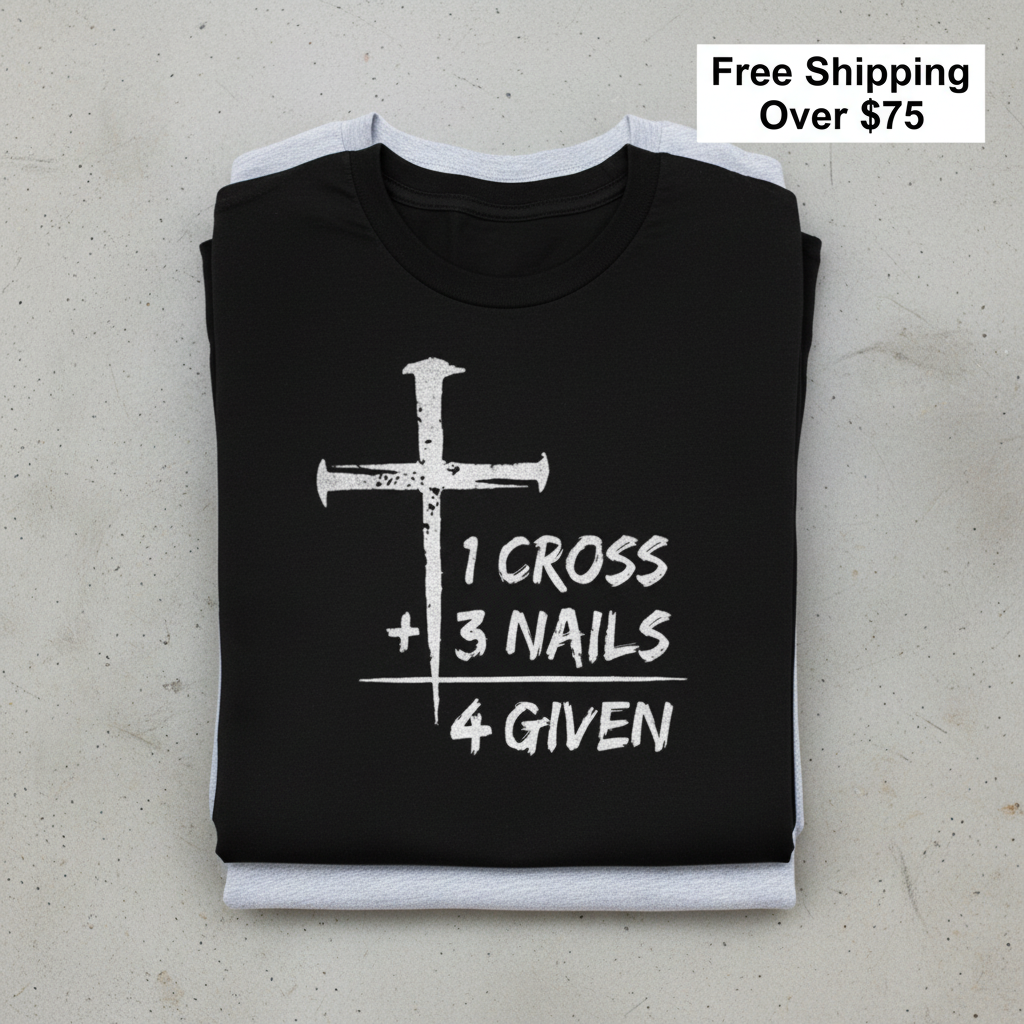 One Cross Forgiven T-Shirt_stacked_flatlay