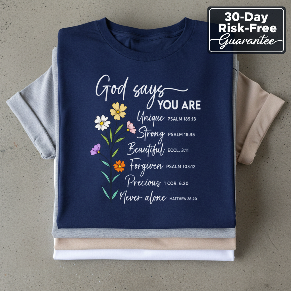 God Says You Are T-Shirt_stacked_flatlay