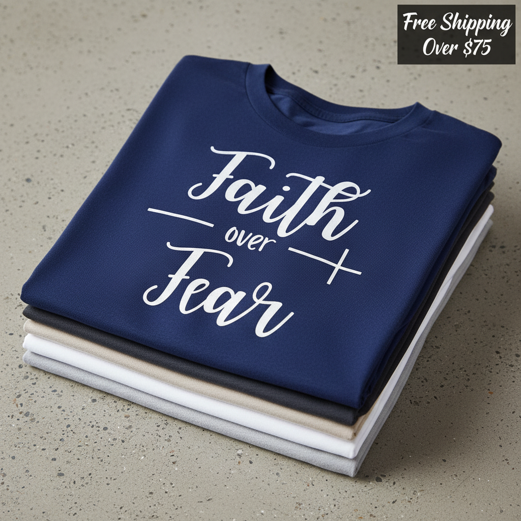 Faith Over Fear T-Shirt_stacked_flatlay