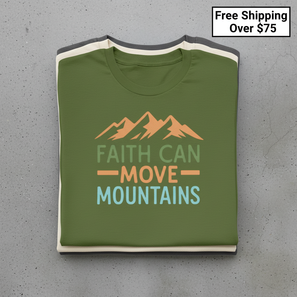 Faith Can Move Mountains T-Shirt_stacked_flatlay