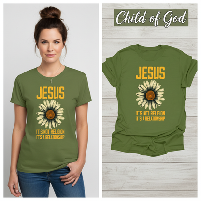 Jesus Relationship Daisy T-Shirt_model_flat