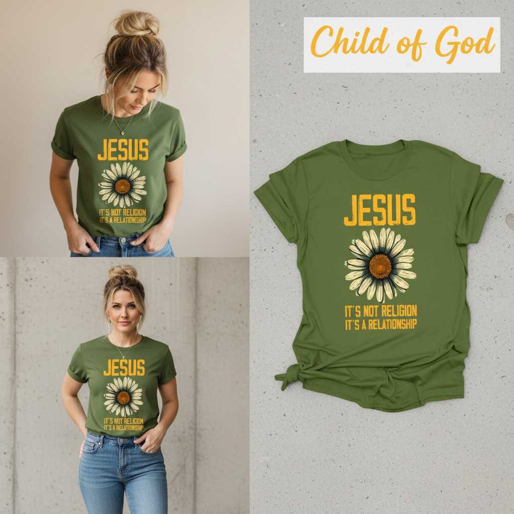 Jesus Relationship Daisy T-Shirt_3_panel
