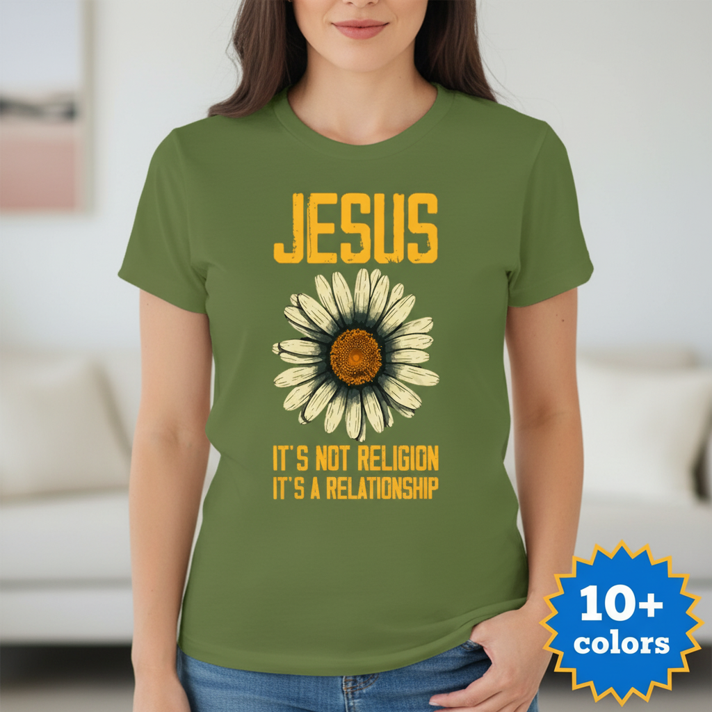 Jesus Relationship Daisy T-Shirt_badge