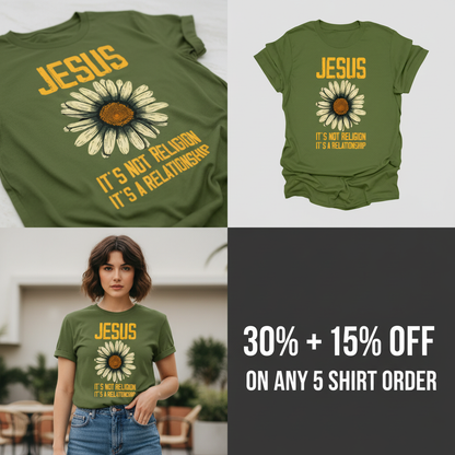Jesus Relationship Daisy T-Shirt_4_panel
