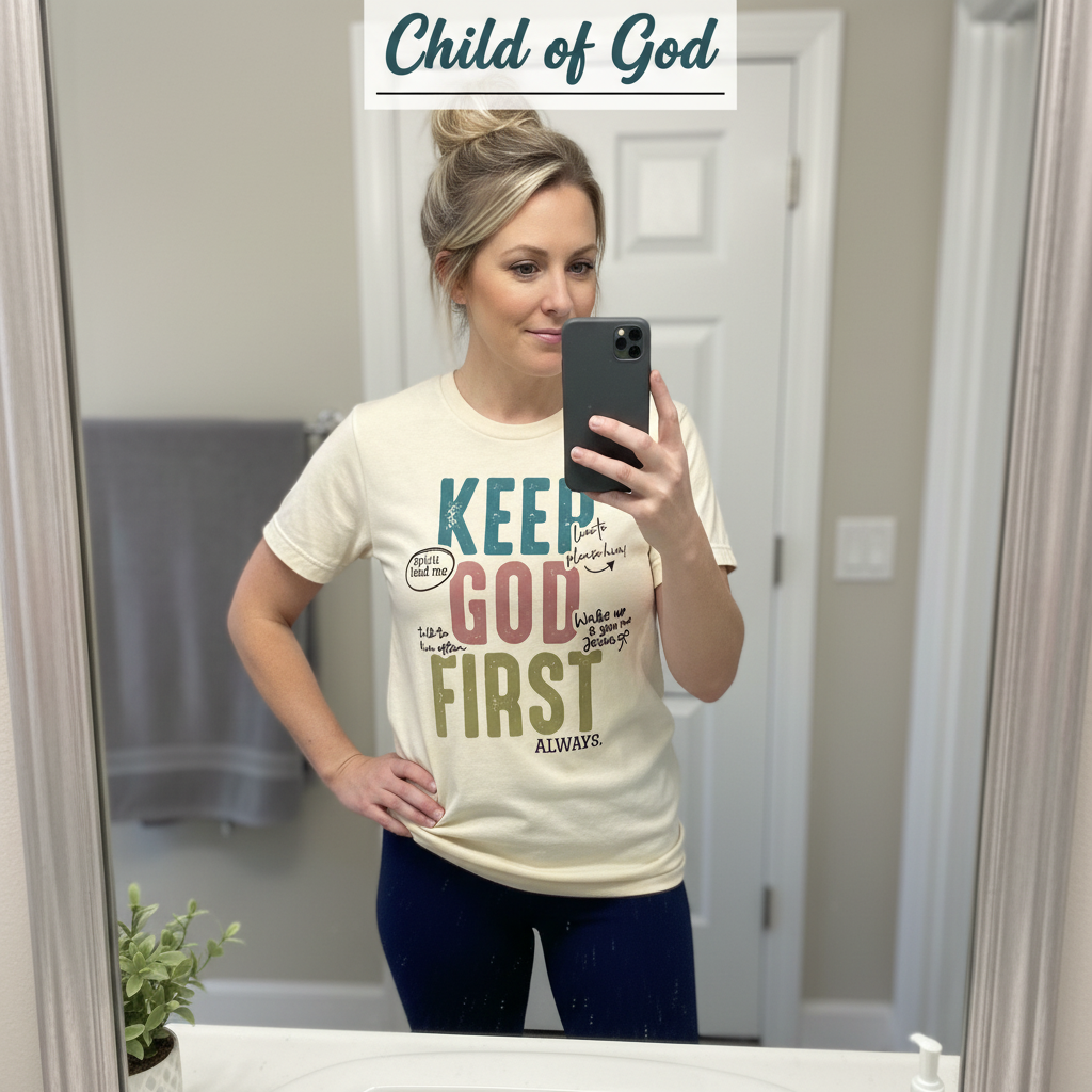 Keep God First T-Shirt_mirror_selfie