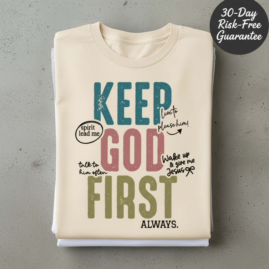 Keep God First T-Shirt_stacked_flatlay