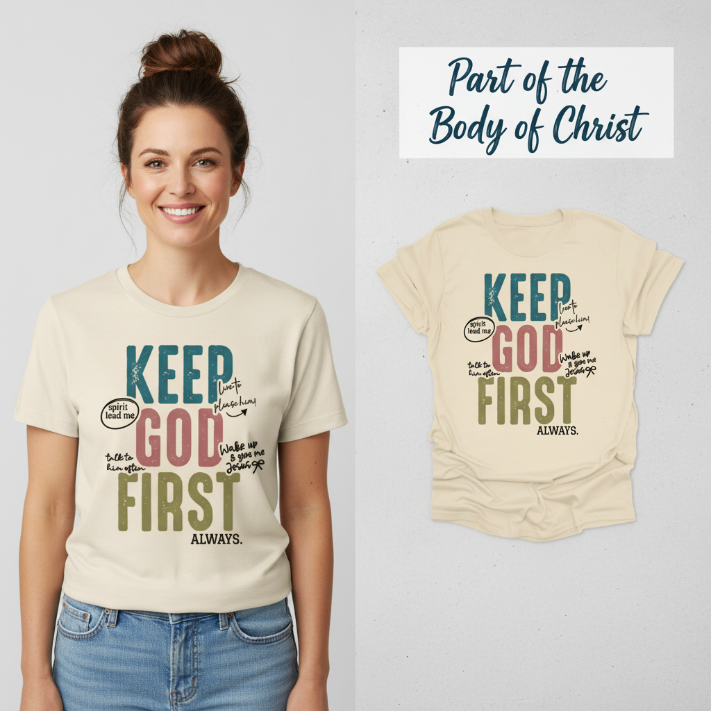 Keep God First T-Shirt_model_flat