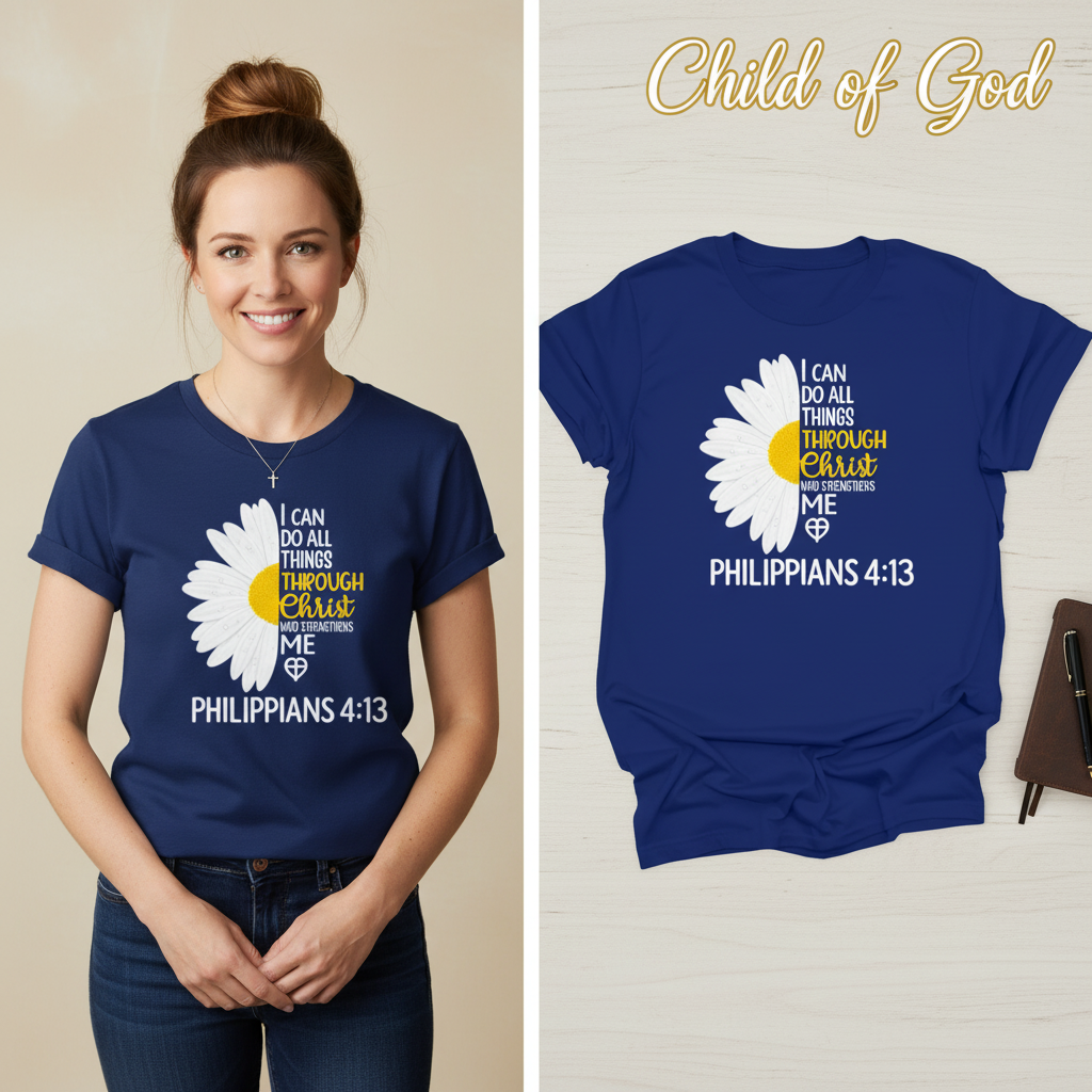 Strength in Christ Daisy T-Shirt_model_flat