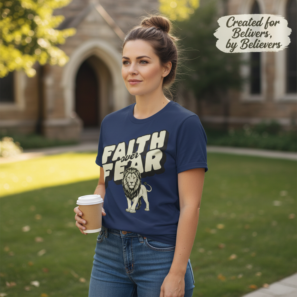 Faith Over Fear Lion T-Shirt__lifestyle