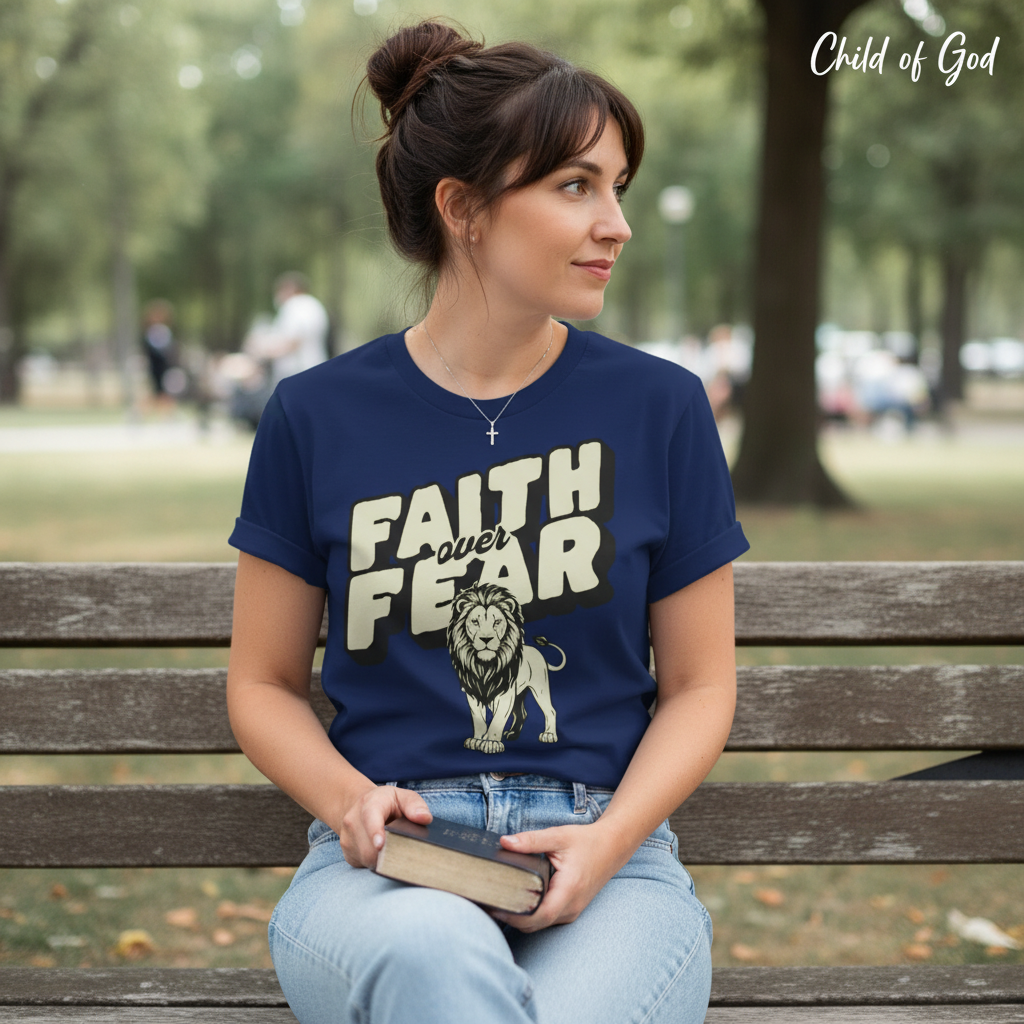 Faith Over Fear Lion T-Shirt__use