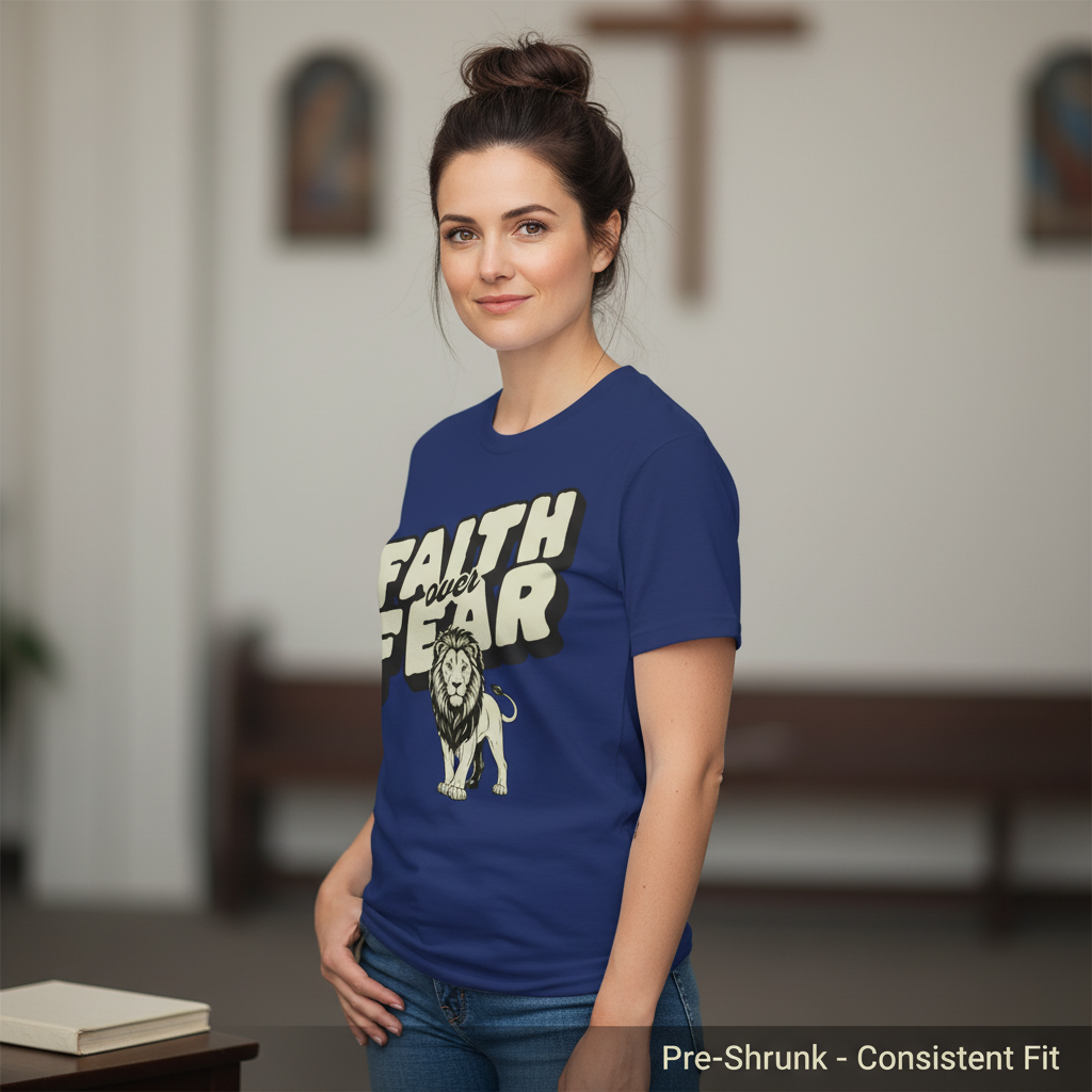 Faith Over Fear Lion T-Shirt__space