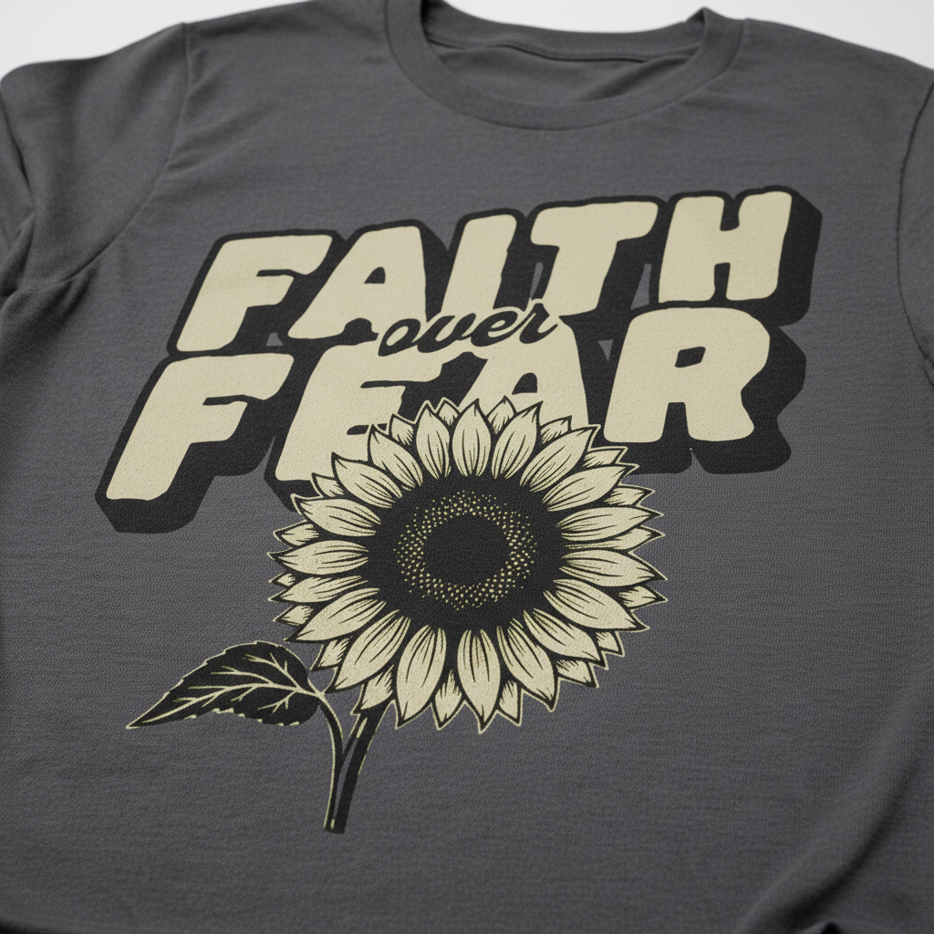 Faith Over Fear Sunflower T-Shirt__detail