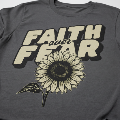 Faith Over Fear Sunflower T-Shirt__detail