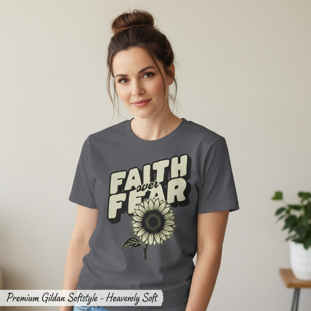 Faith Over Fear Sunflower T-Shirt__space