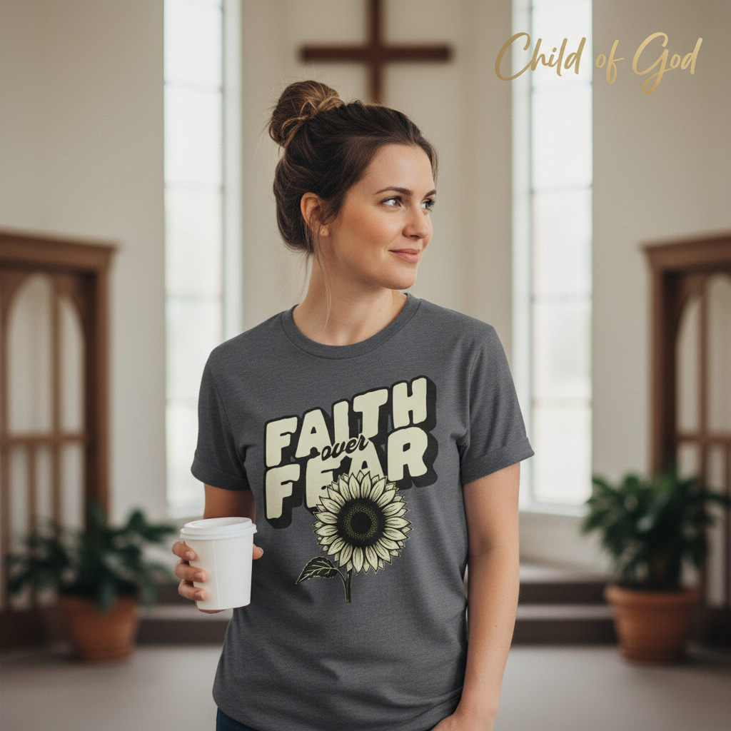 Faith Over Fear Sunflower T-Shirt__lifestyle