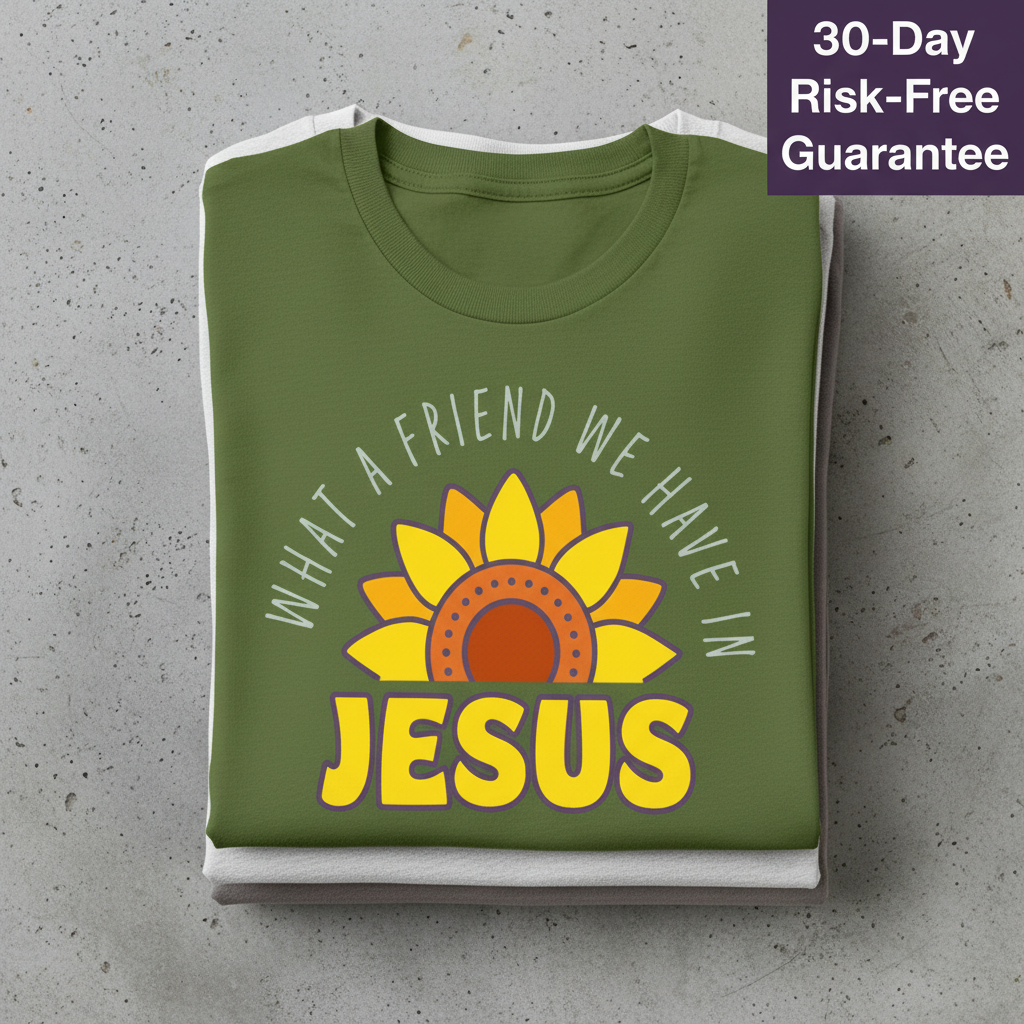 What a Friend in Jesus T-Shirt_stacked_flatlay