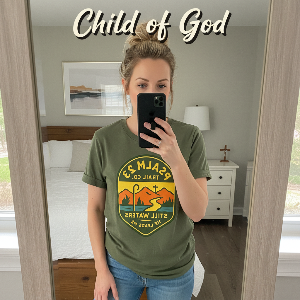Psalm 23 Trail Co. T-Shirt_mirror_selfie