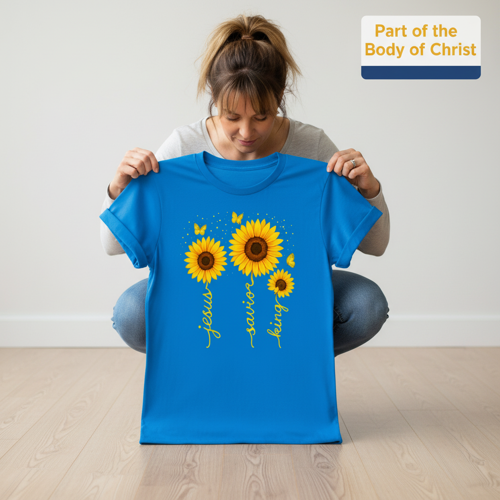 Sunflower Jesus Savior King T-Shirt_dangle