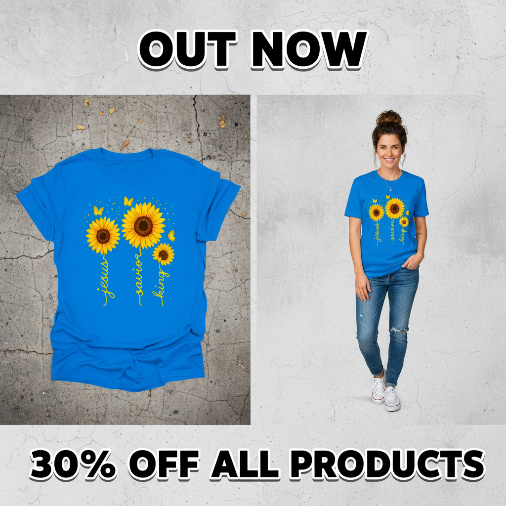 Sunflower Jesus Savior King T-Shirt_pet_companion