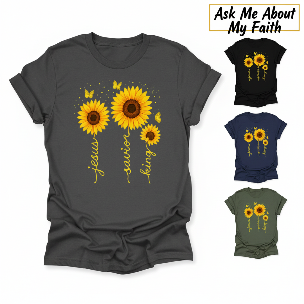 Sunflower Jesus Savior King T-Shirt_color_hero