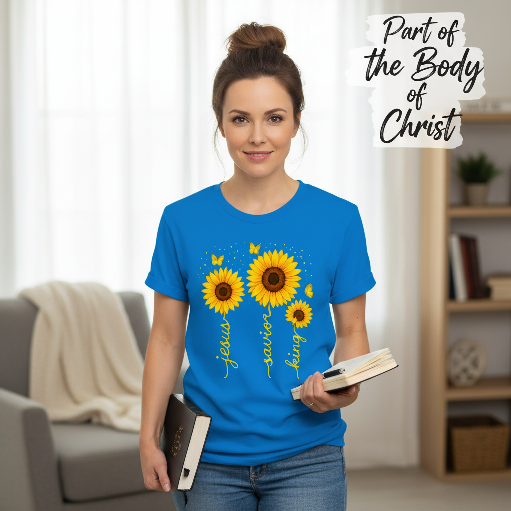 Sunflower Jesus Savior King T-Shirt_prop_inteact