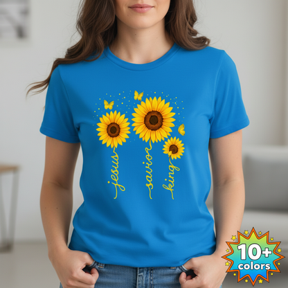 Sunflower Jesus Savior King T-Shirt_badge