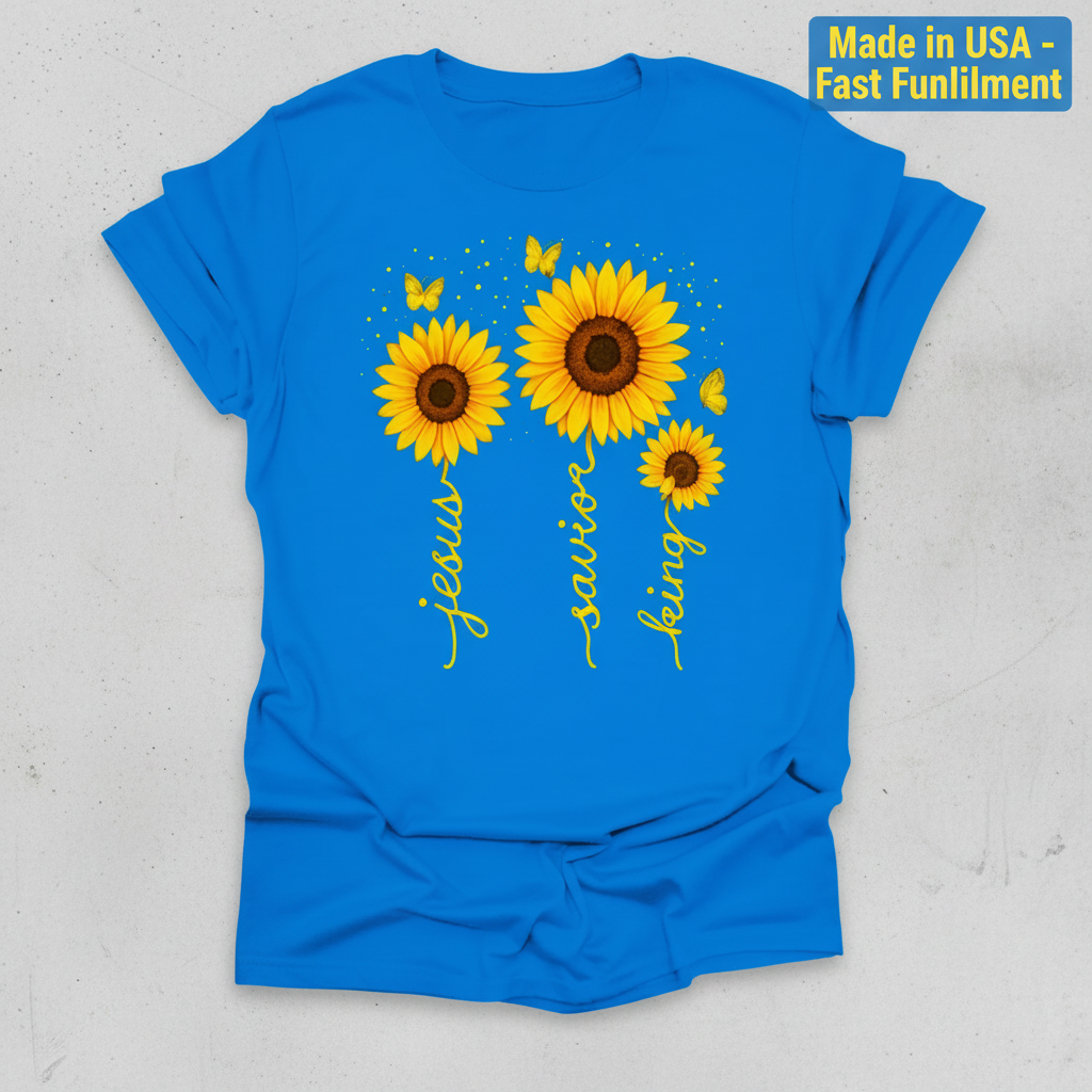 Sunflower Jesus Savior King T-Shirt_clean