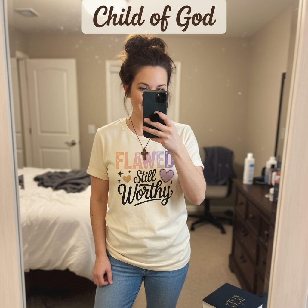 Flawed Still Worthy T-Shirt_mirror_selfie