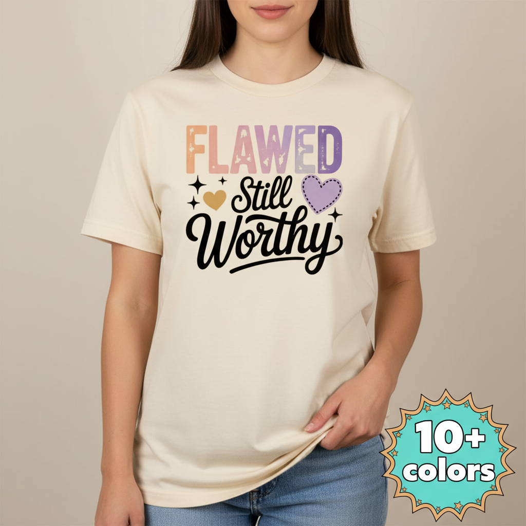 Flawed Still Worthy T-Shirt_badge