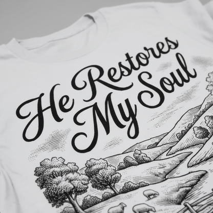 He Restores My Soul T-Shirt__detail