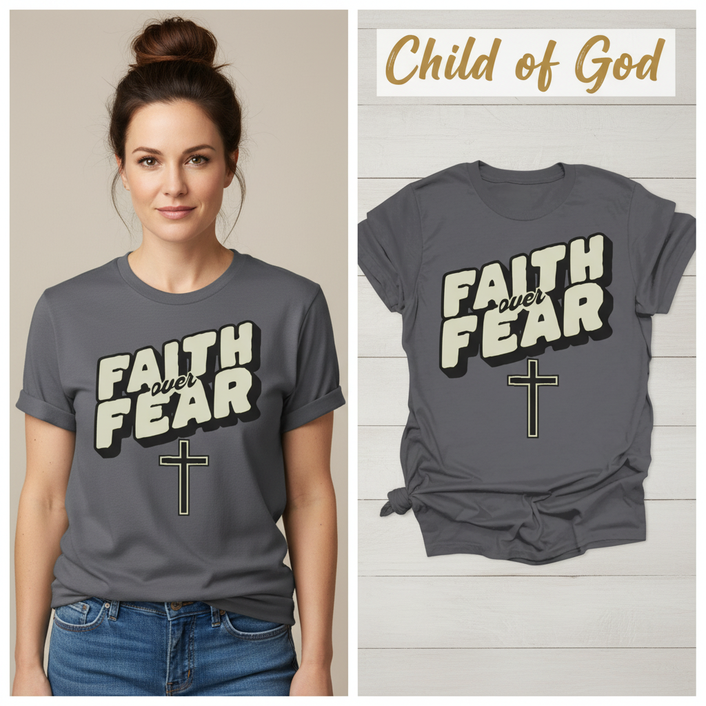 Faith Over Fear T-Shirt_model_flat