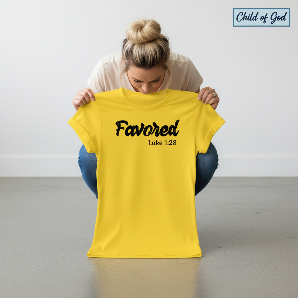 Favored Luke 1:28 T-Shirt_dangle