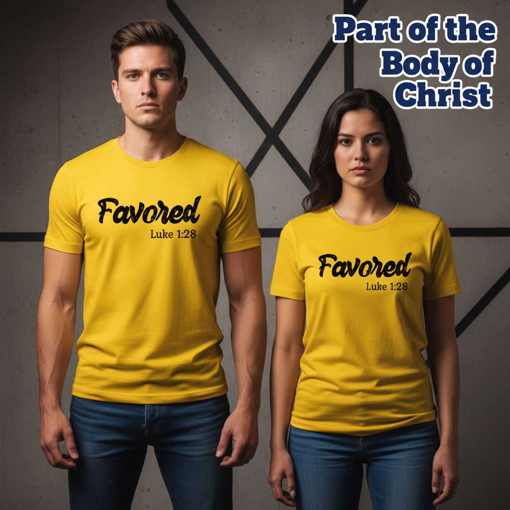 Favored Luke 1:28 T-Shirt_stoic