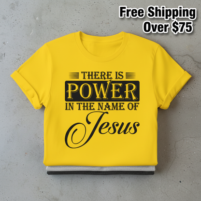 Power in the Name T-Shirt_stacked_flatlay