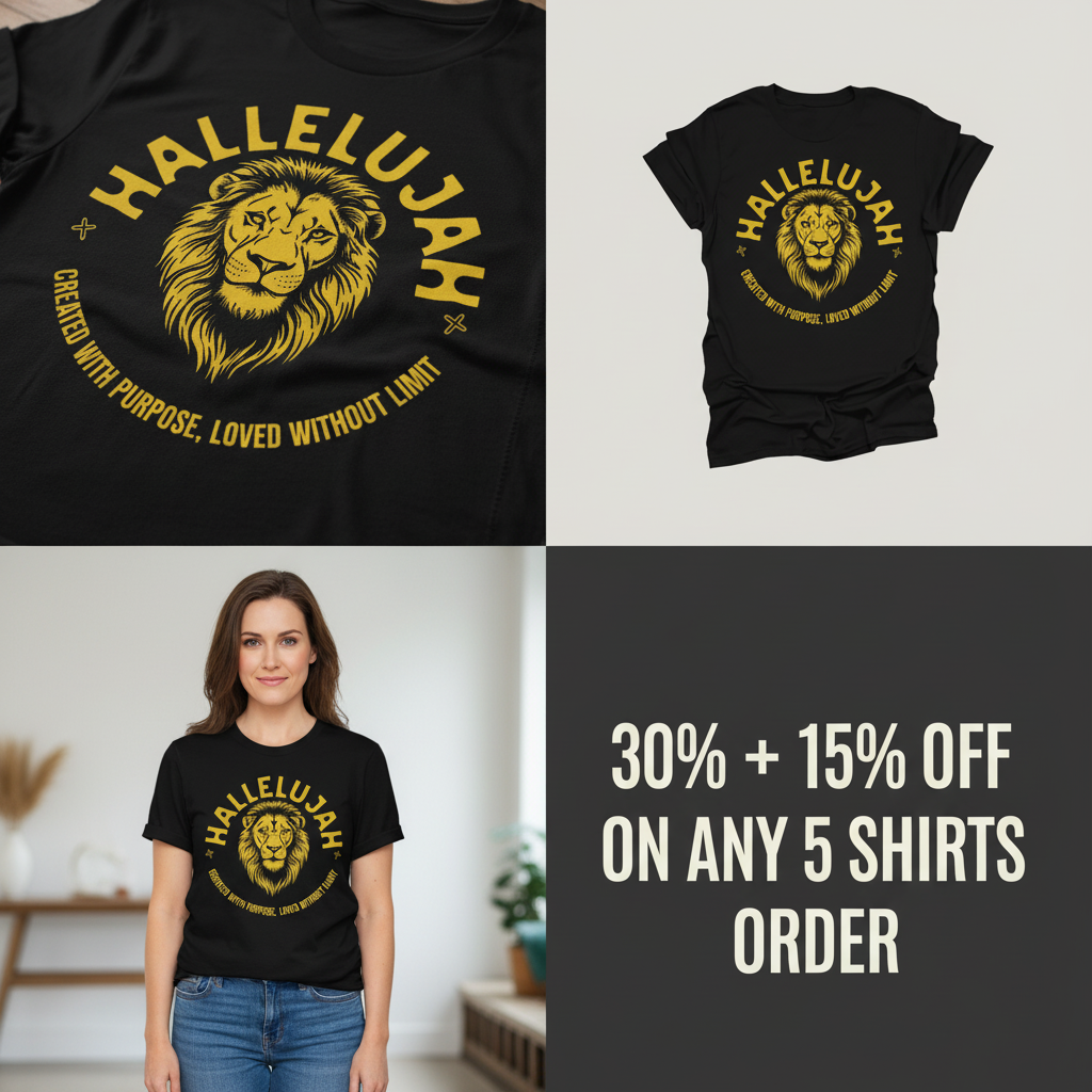 Hallelujah Lion of Purpose T-Shirt_4_panel