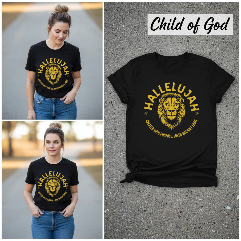 Hallelujah Lion of Purpose T-Shirt_3_panel