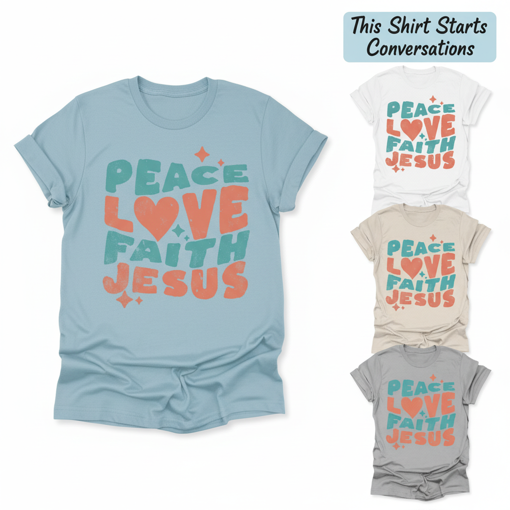 Peace Love Faith Jesus T-Shirt_color_hero