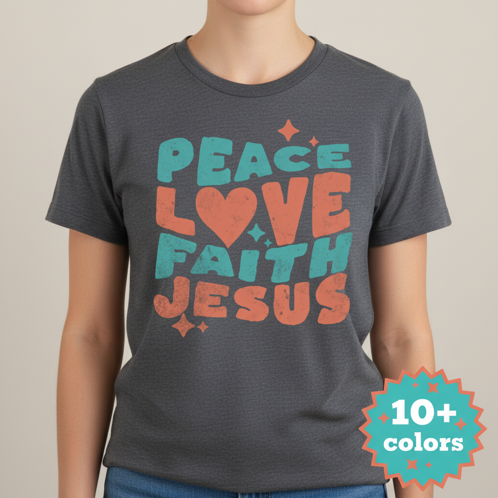 Peace Love Faith Jesus T-Shirt_badge