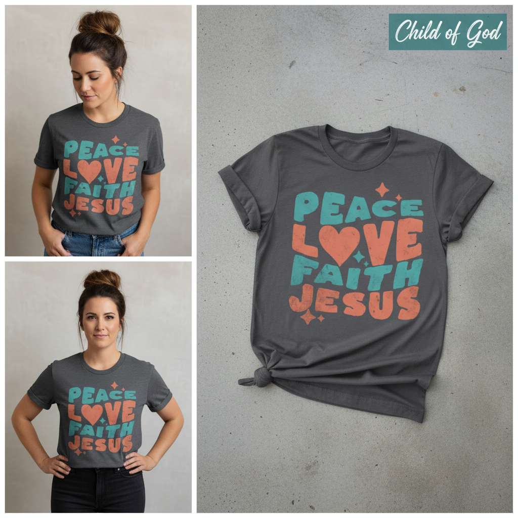 Peace Love Faith Jesus T-Shirt_3_panel