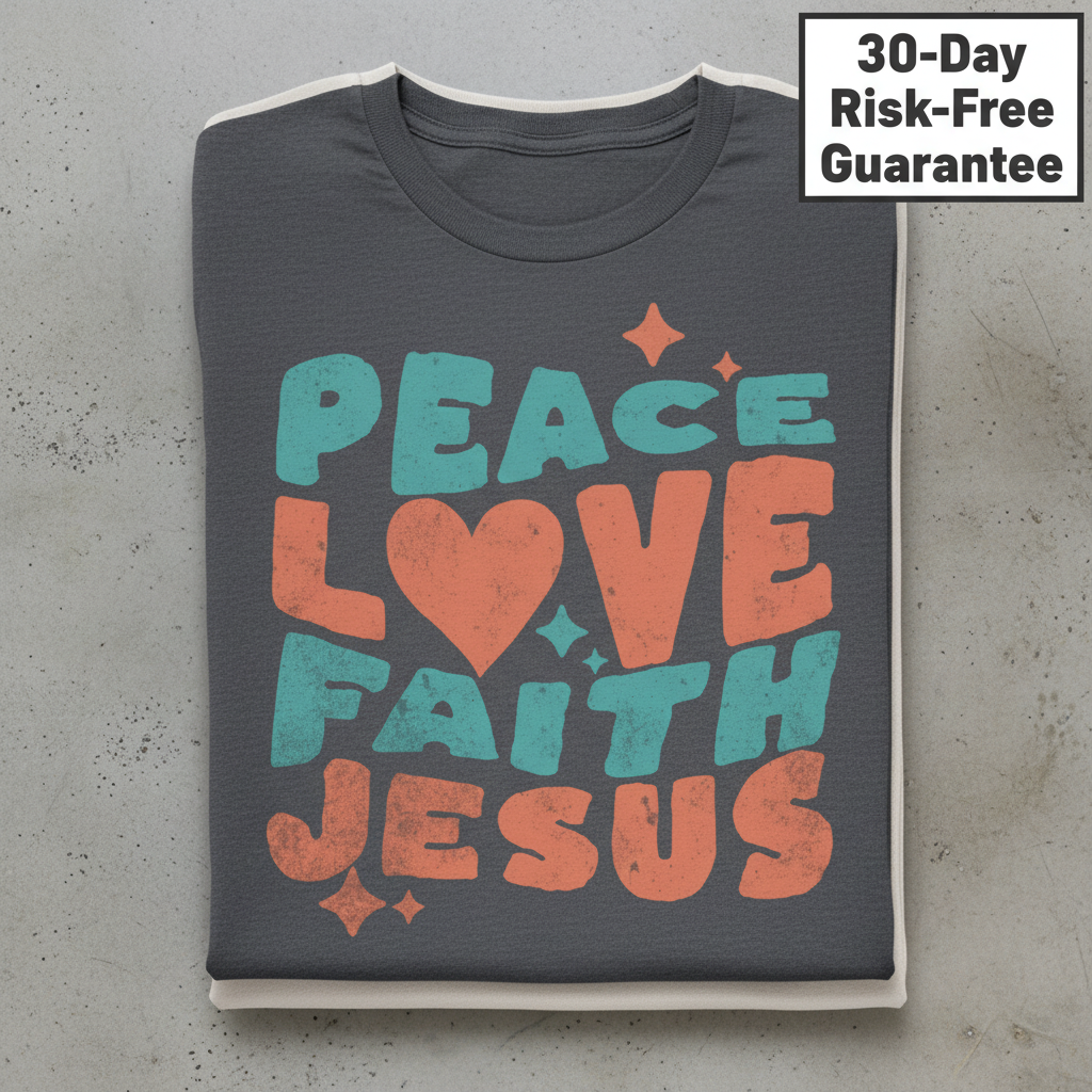 Peace Love Faith Jesus T-Shirt_stacked_flatlay