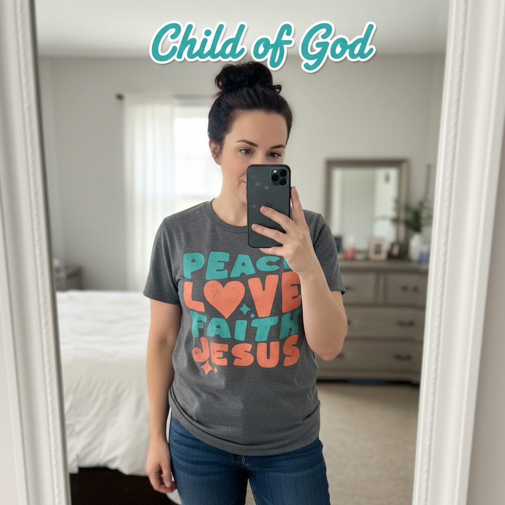 Peace Love Faith Jesus T-Shirt_mirror_selfie