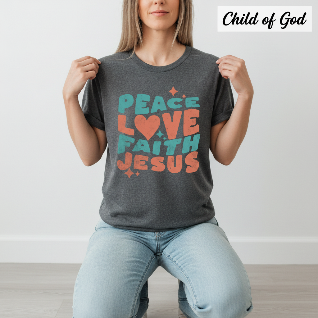 Peace Love Faith Jesus T-Shirt_dangle
