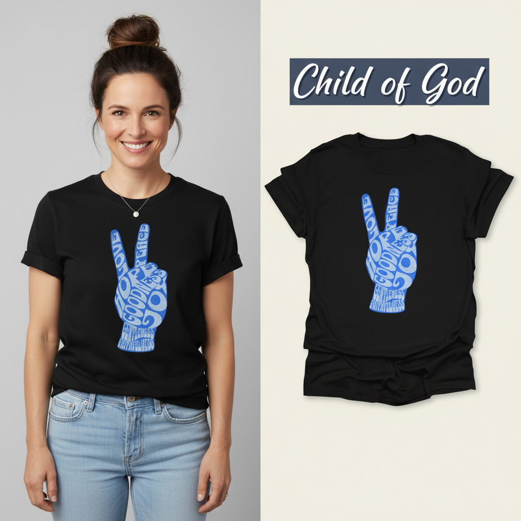 Fruit of the Spirit Peace Hand T-Shirt_model_flat